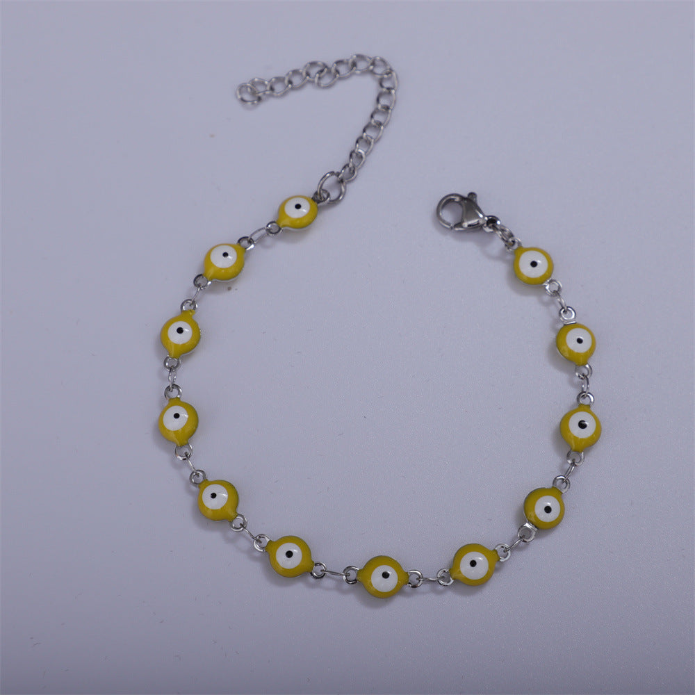 Titanium Steel Round Eye Lucky Amulet Bracelet