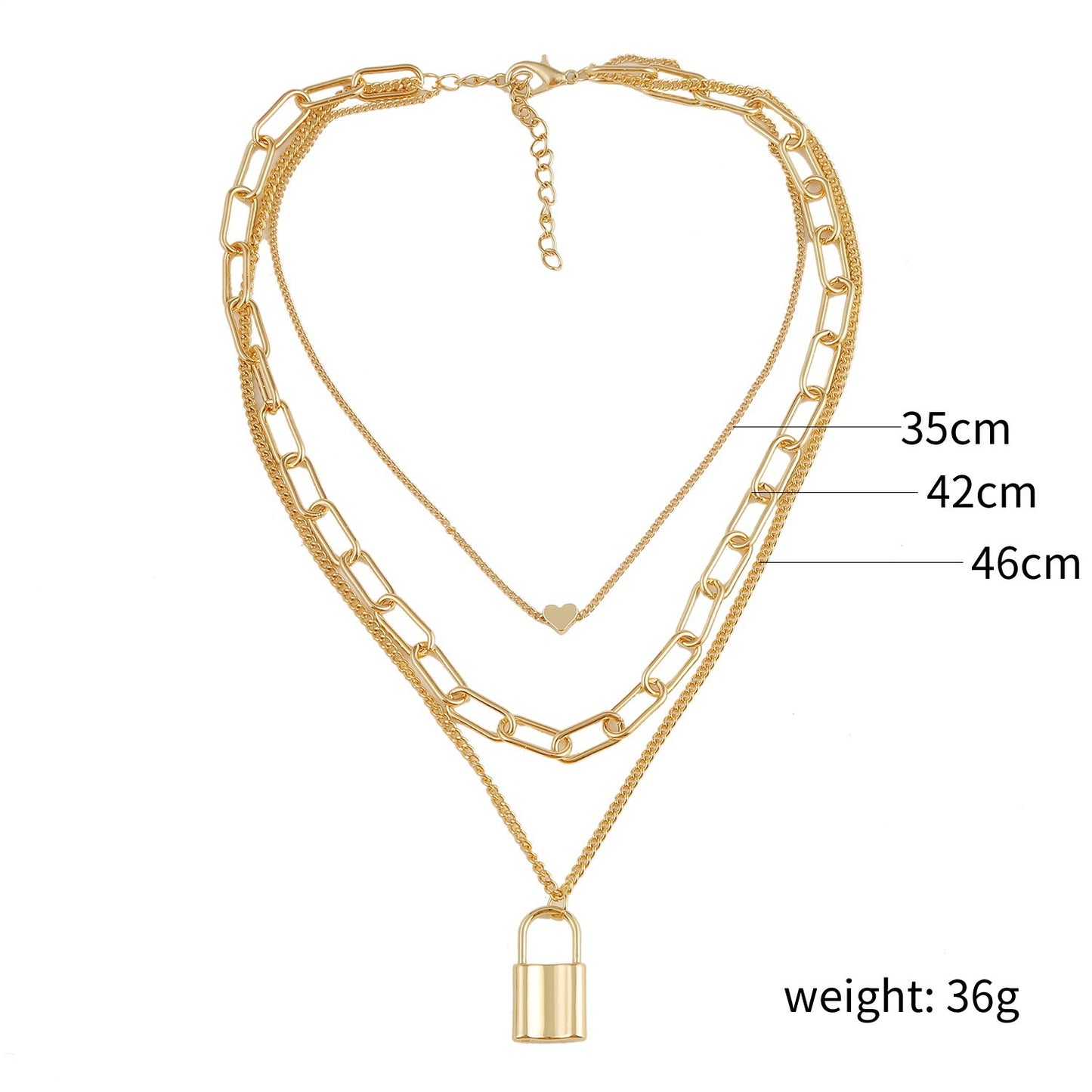 Double-layer Golden Lock Heart Necklace