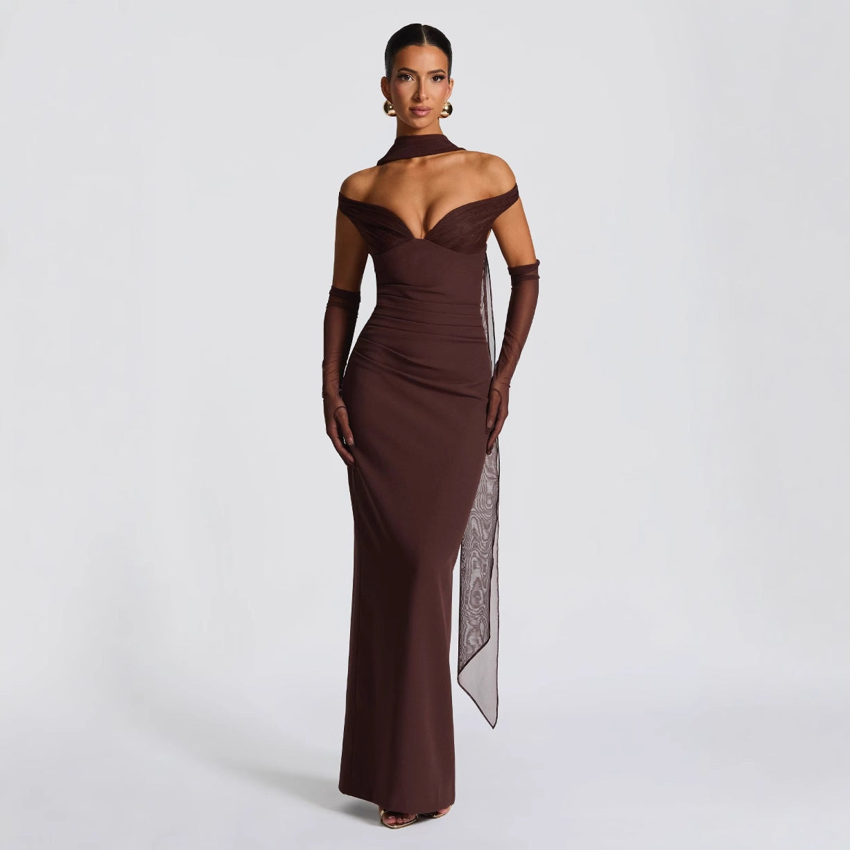 Sexy Hot Girl Tube Top Off-shoulder Waist Elastic Hip Dress