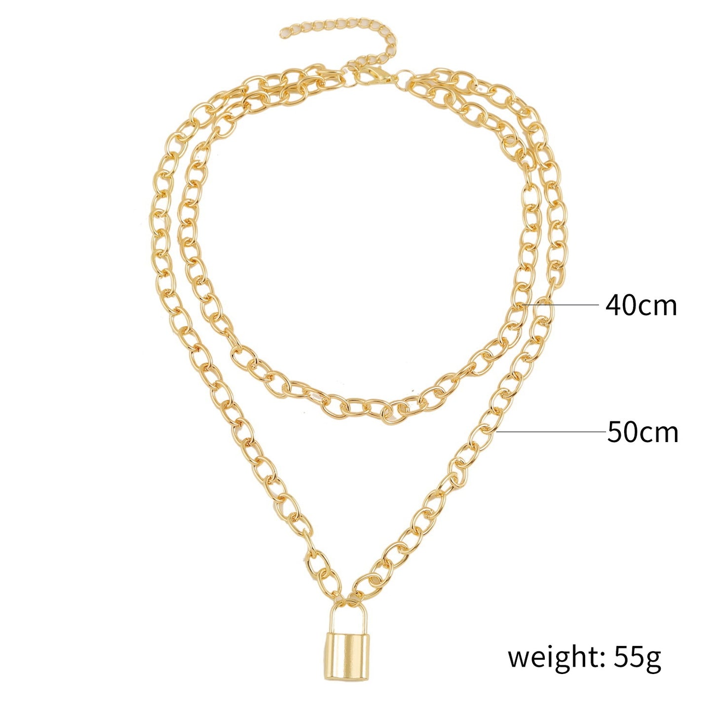 Double-layer Golden Lock Heart Necklace