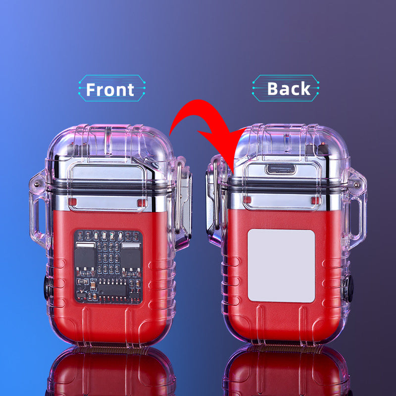 Transparent Shell Double Arc Lighter Waterproof And Windproof Outdoor Lighter Lighting Multi-purpose Electronic Cigarette Lighter