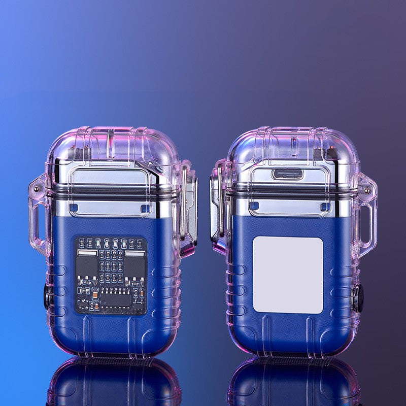Transparent Shell Double Arc Lighter Waterproof And Windproof Outdoor Lighter Lighting Multi-purpose Electronic Cigarette Lighter