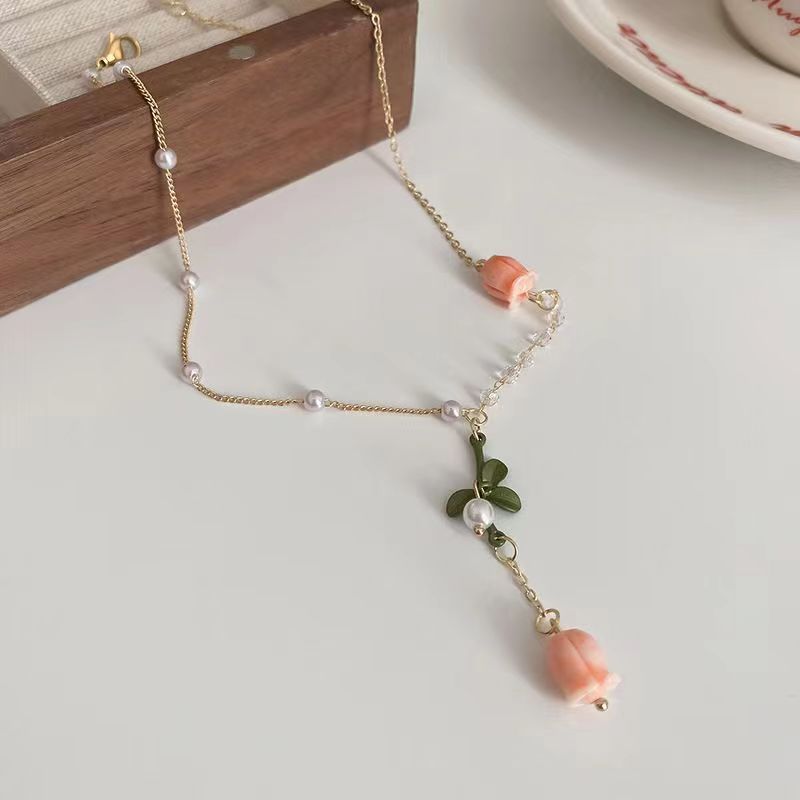 Pearl Linglan Flower Necklace Niche Light