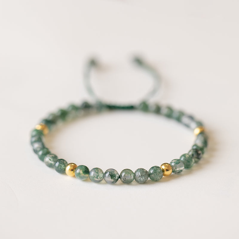 Aquatic Agate 14K Bag Gold Bracelet Handmade Jewelry Niche Gift Green Lucky Transfer Beads Female Retro