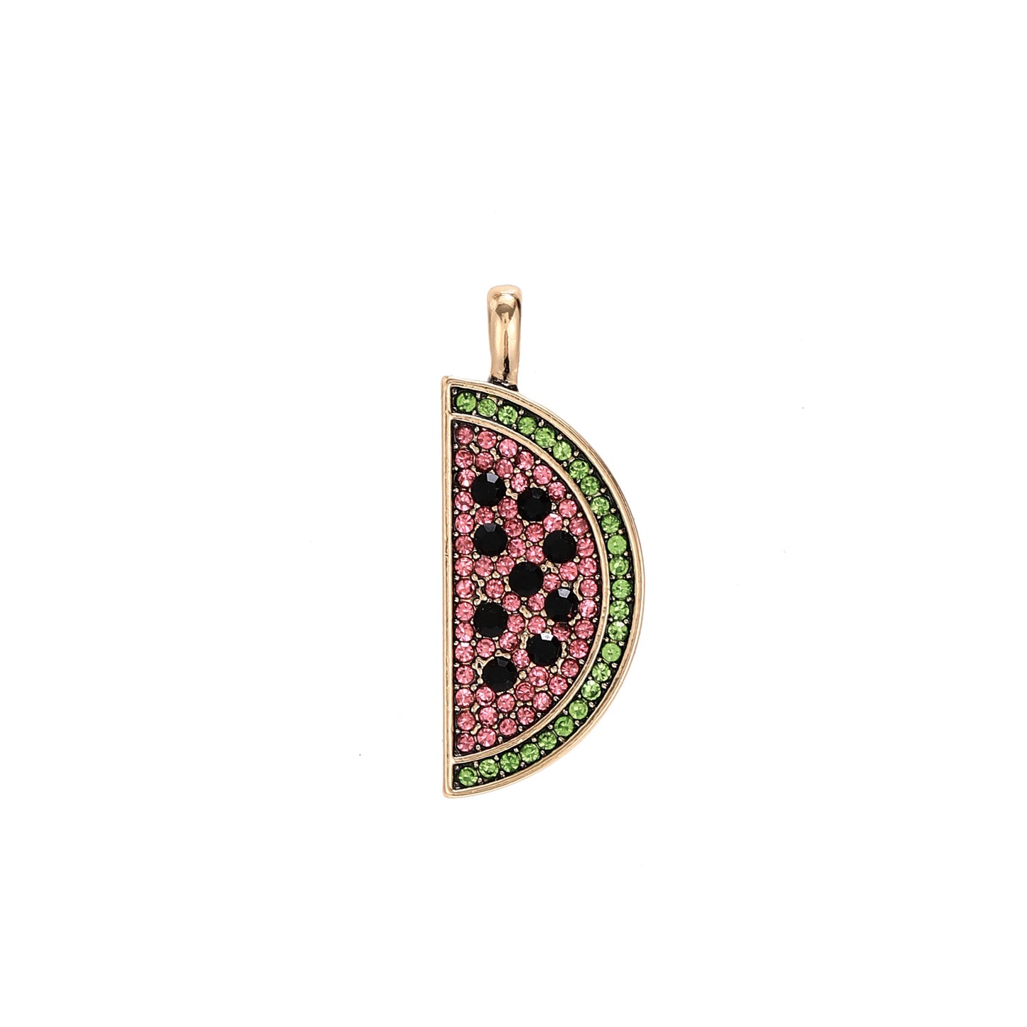 Summer Fruit Wind Watermelon Pendant Elephant Color Zircon Necklace 18K Gold