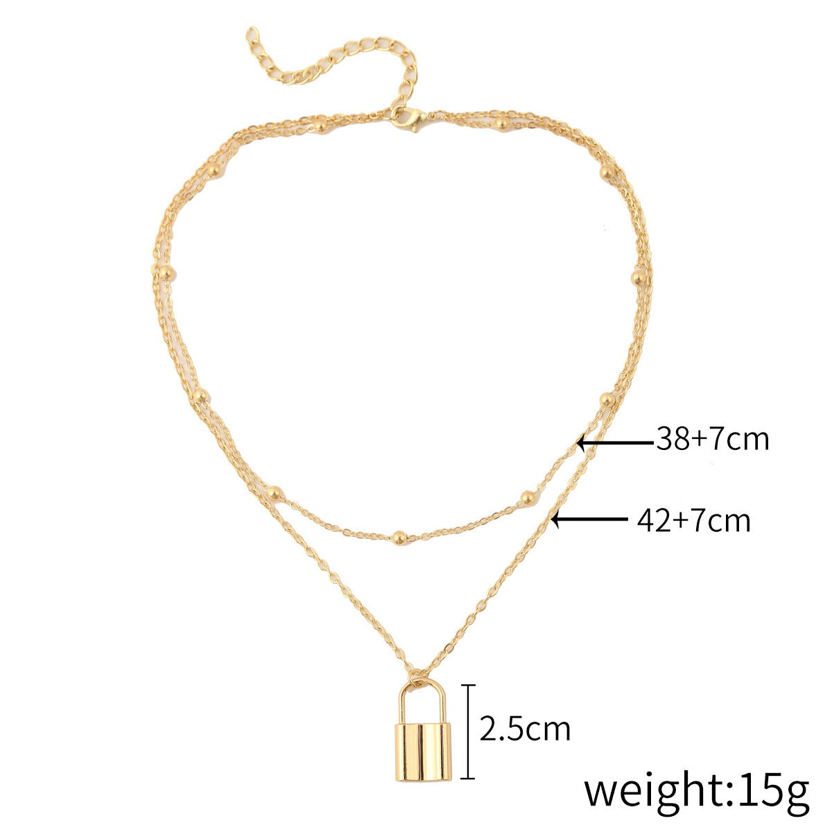 Double-layer Golden Lock Heart Necklace