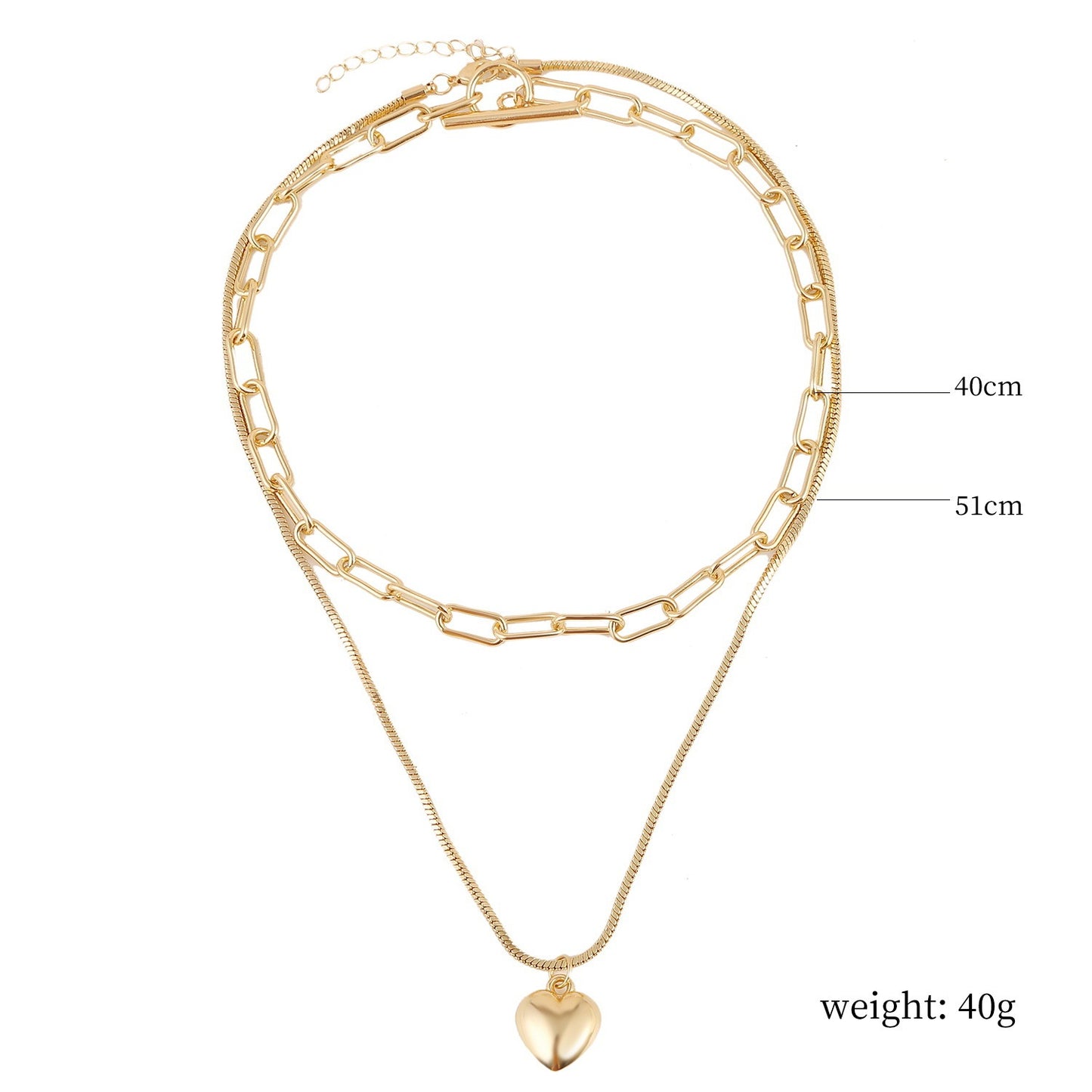 Double-layer Golden Lock Heart Necklace