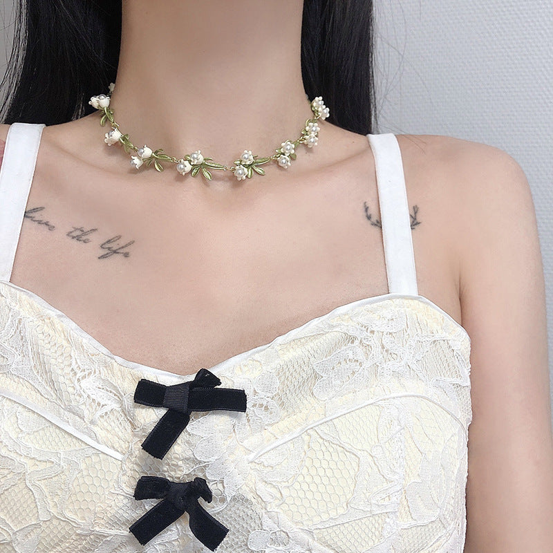 White Lily Of The Valley Necklace Clavicle Chain