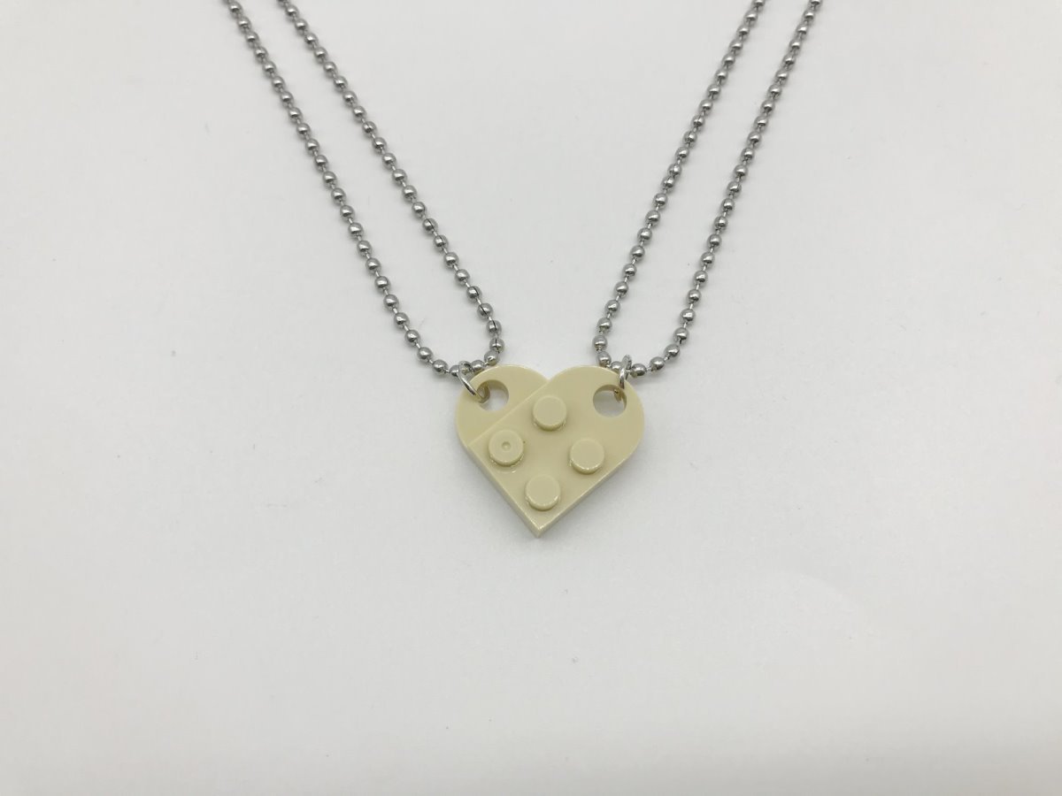 Detachable Love Heart Shaped Block Pendant Necklace