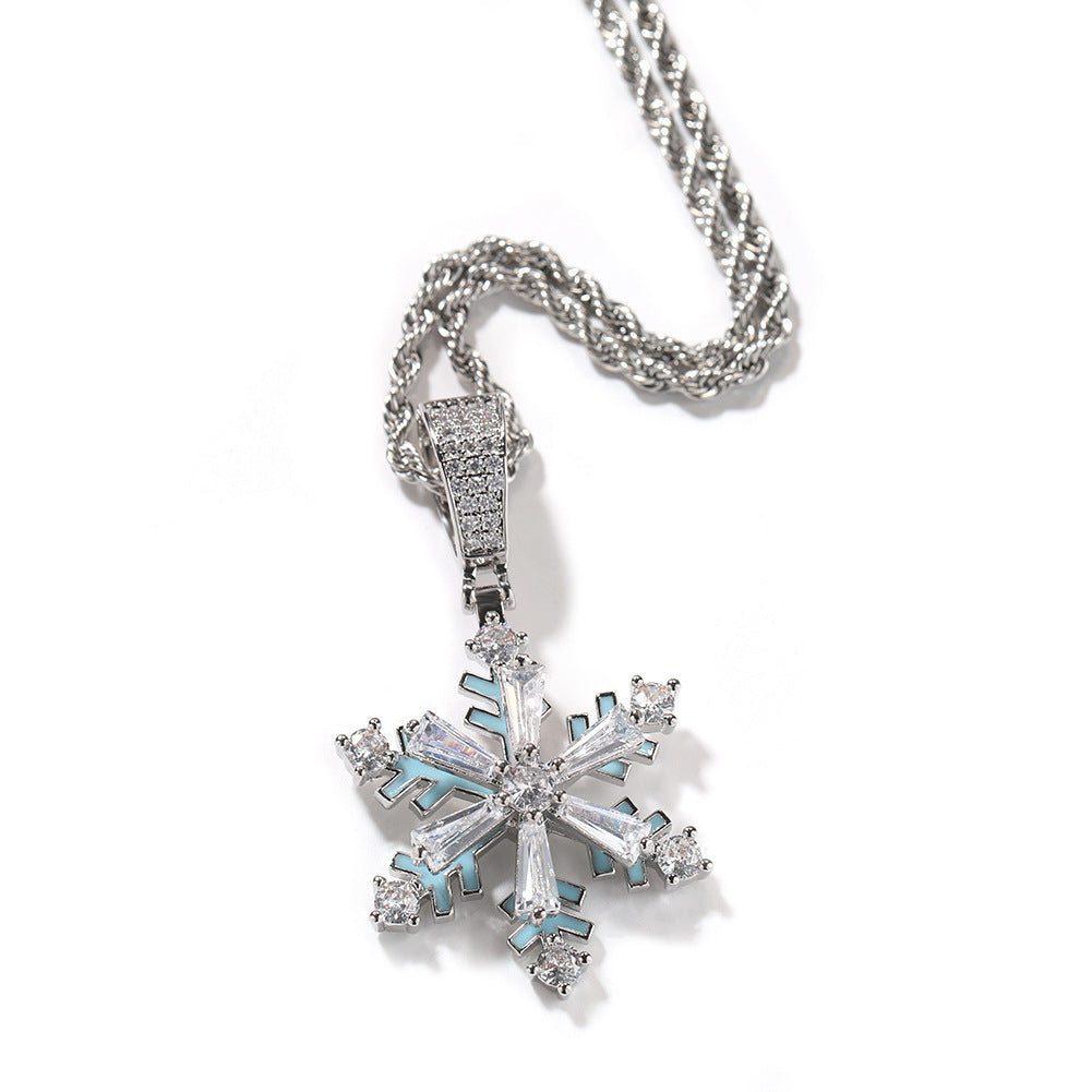 European Hip Hop New Winter Spinning Snowflake Luminous Dripping Oil Pendant Ornaments