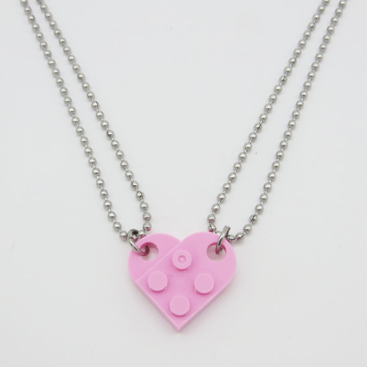 Detachable Love Heart Shaped Block Pendant Necklace