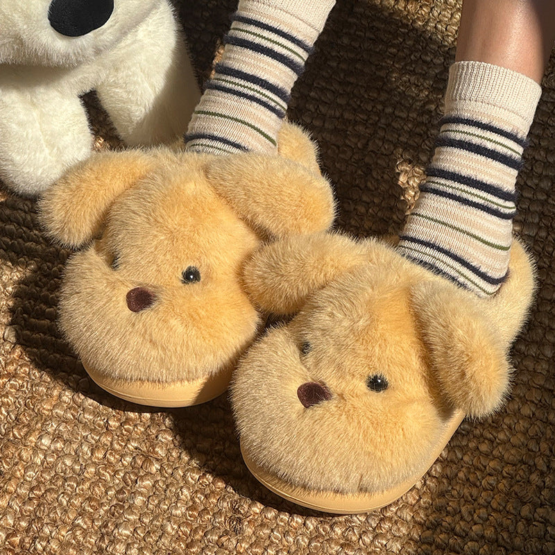 Women's Winter Plush Cartoon Puppy Cotton Slippers