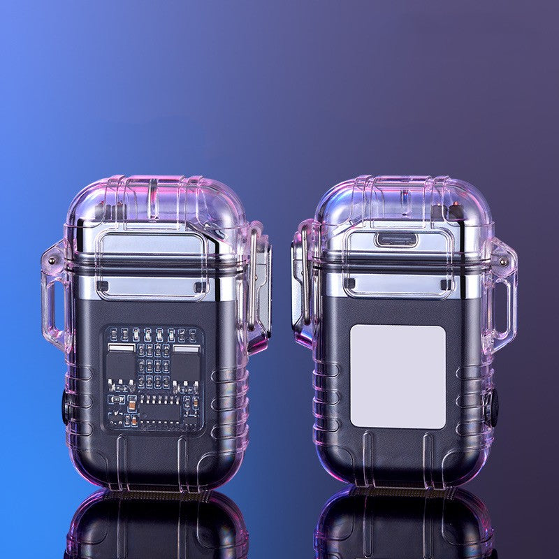 Transparent Shell Double Arc Lighter Waterproof And Windproof Outdoor Lighter Lighting Multi-purpose Electronic Cigarette Lighter
