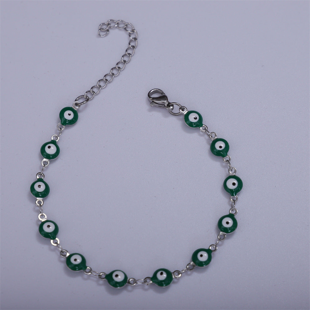 Titanium Steel Round Eye Lucky Amulet Bracelet