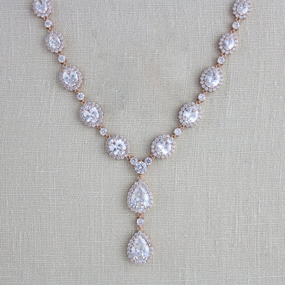 European And American Fashion Water Drop Back Crystal Necklace