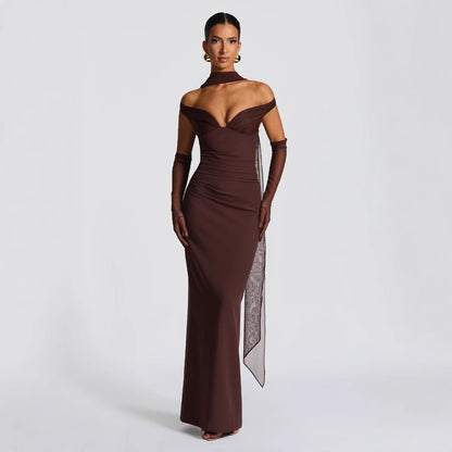 Sexy Hot Girl Tube Top Off-shoulder Waist Elastic Hip Dress