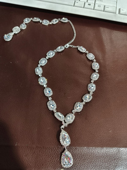 European And American Fashion Water Drop Back Crystal Necklace