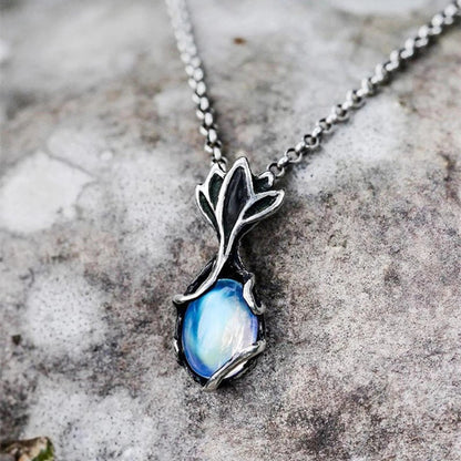 Simian Moonstone Necklace Wire Cutout Moon Pendant