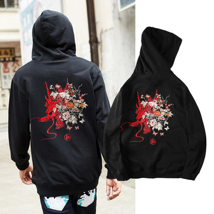 Embroidered dragon head hoodie