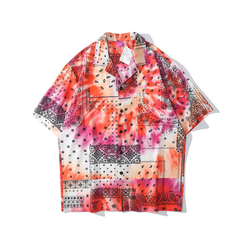 Chinese Style Dragon Full Print Short Sleeve Shirt Men's