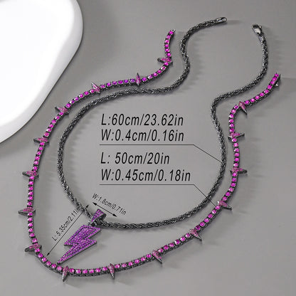 Black Panther Necklace Alloy Diamond Lightning Pendant Suit