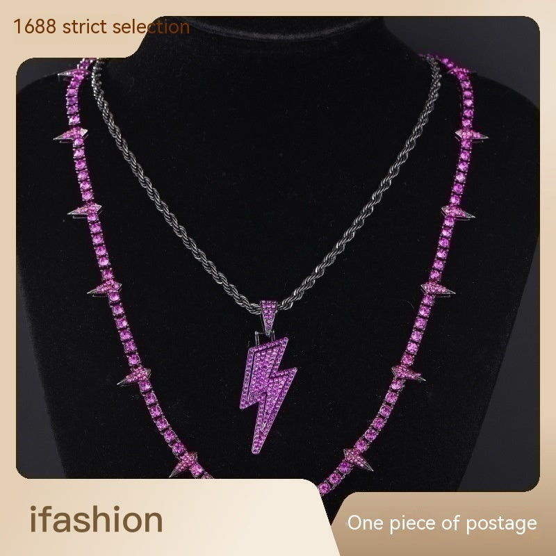 Black Panther Necklace Alloy Diamond Lightning Pendant Suit