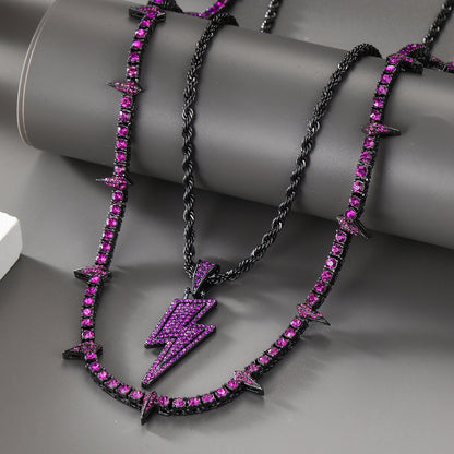 Black Panther Necklace Alloy Diamond Lightning Pendant Suit