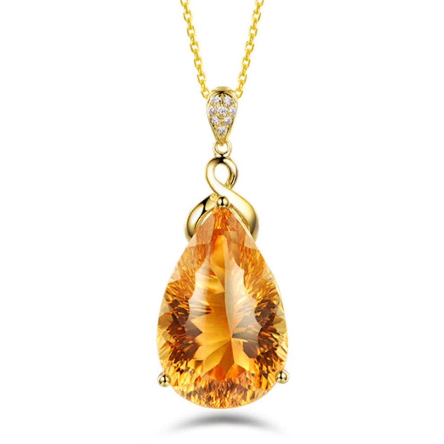 Women's Fashion Simple Imitation Natural Citrine Pendant Necklace