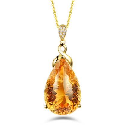 Women's Fashion Simple Imitation Natural Citrine Pendant Necklace