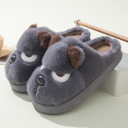 Warm And Cute Puppy Platform Non Slip Cotton Slippers