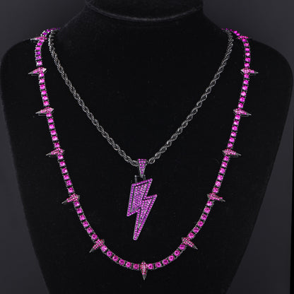 Black Panther Necklace Alloy Diamond Lightning Pendant Suit