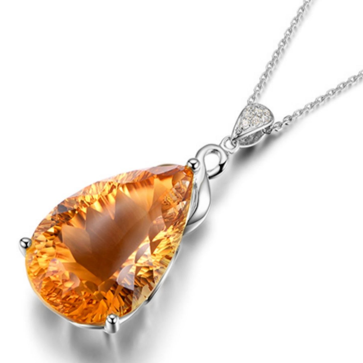 Women's Fashion Simple Imitation Natural Citrine Pendant Necklace