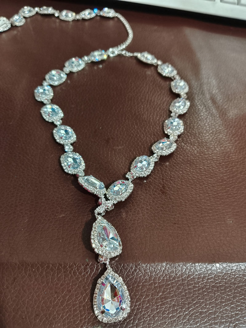 European And American Fashion Water Drop Back Crystal Necklace