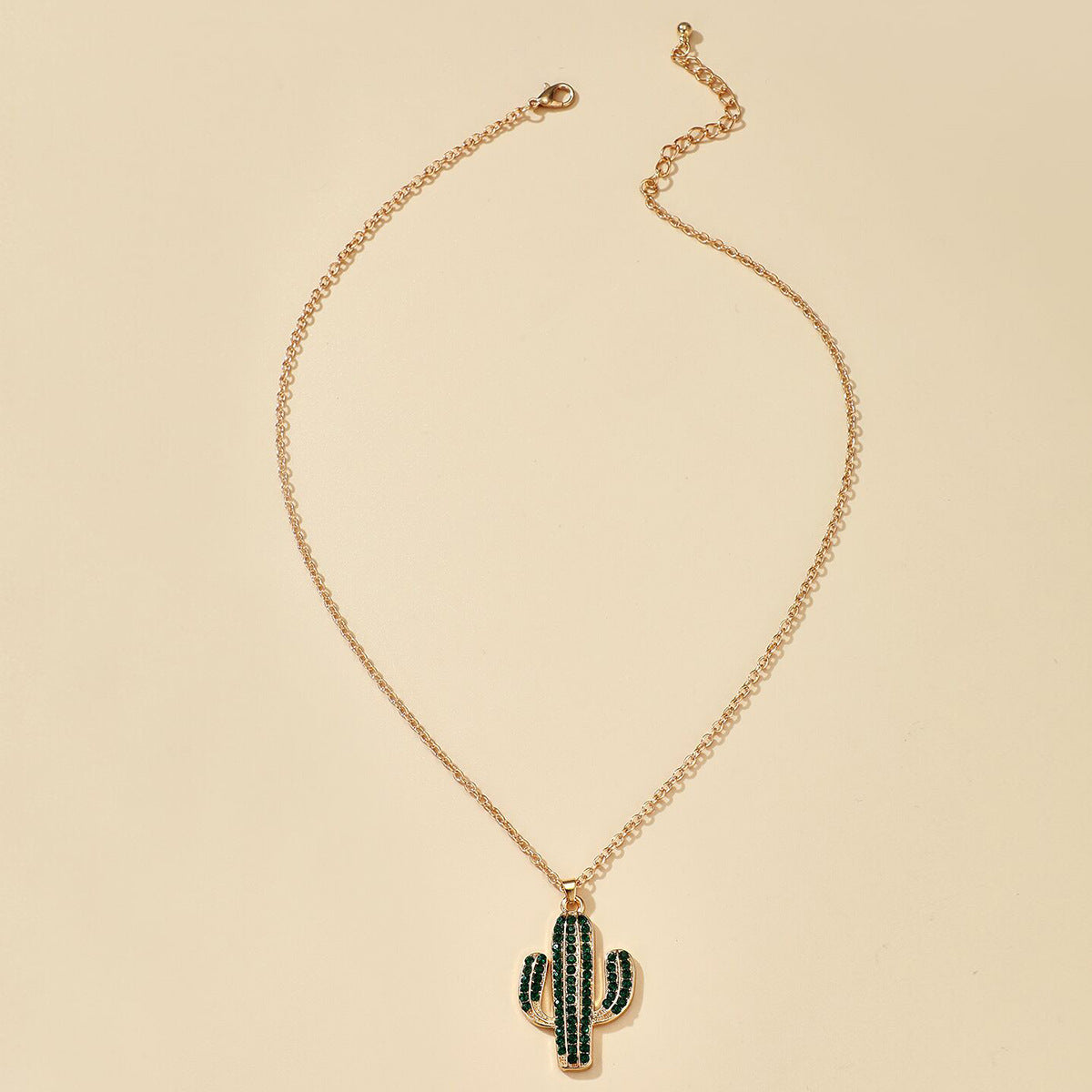 Women's Personality Simple Diamond Cactus Alloy Pendant Necklace