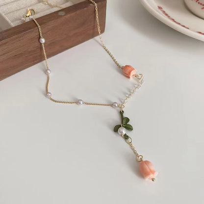 Pearl Linglan Flower Necklace Niche Light