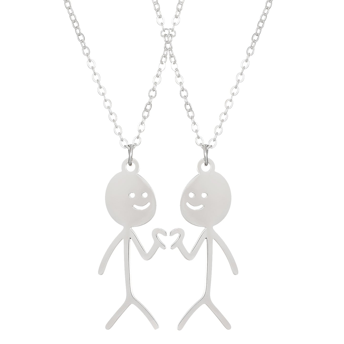 Cute Cartoon Stickman Pendant Stainless Steel Necklace