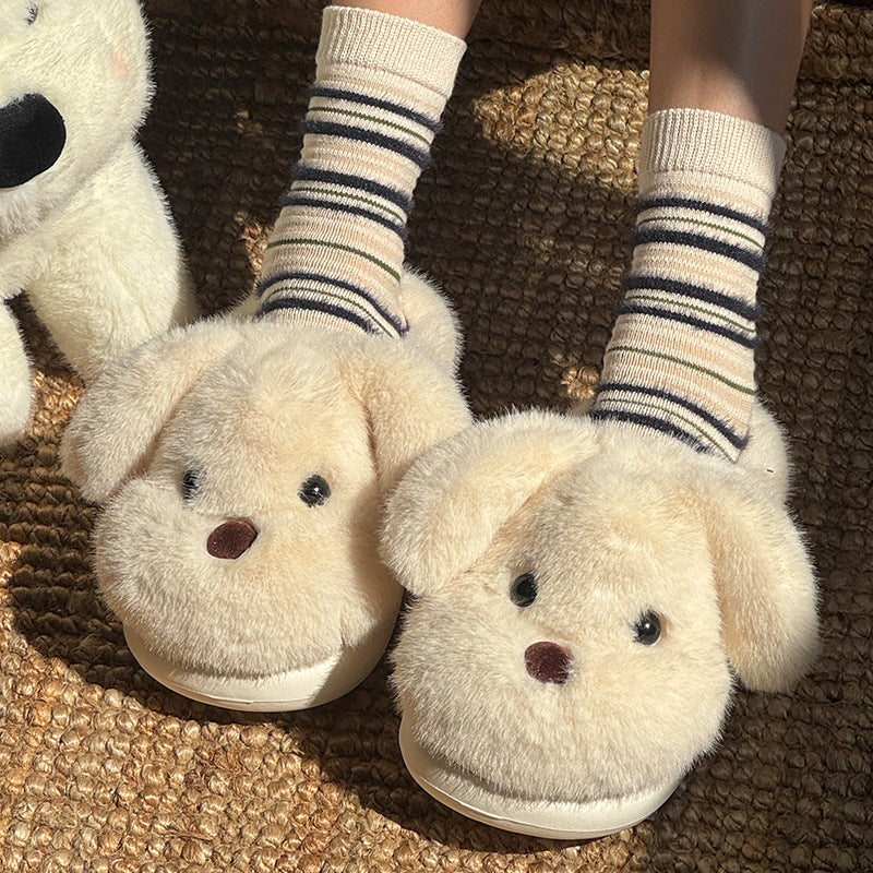 Women's Winter Plush Cartoon Puppy Cotton Slippers