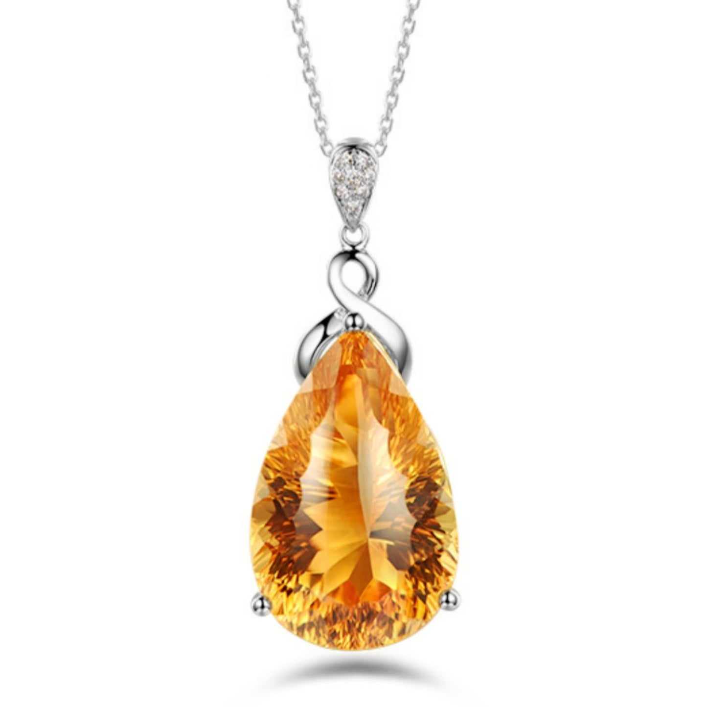 Women's Fashion Simple Imitation Natural Citrine Pendant Necklace