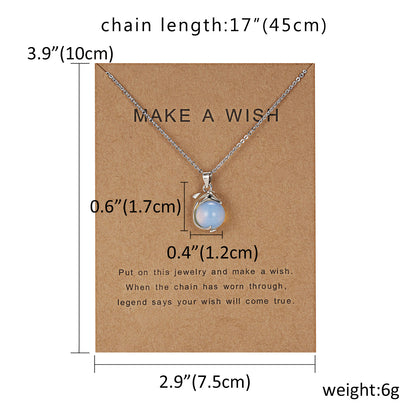 Women's Temperament Dolphin Shape Natural Stone Paper Card Necklace