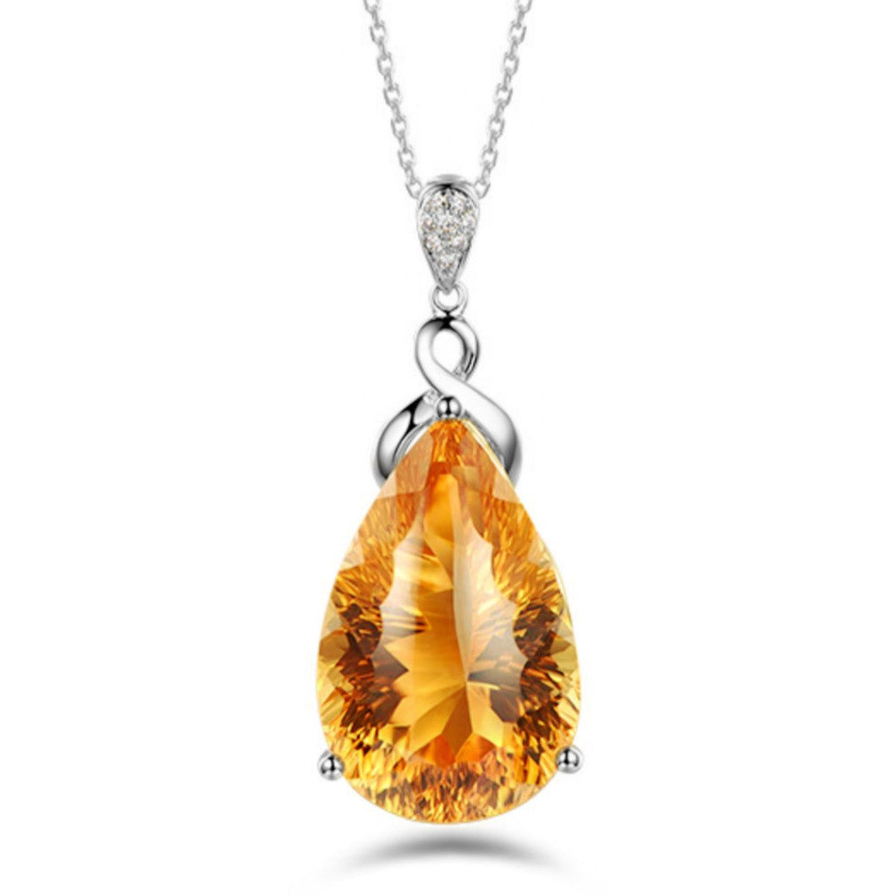 Women's Fashion Simple Imitation Natural Citrine Pendant Necklace