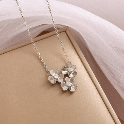 Clover Necklace Electroplated Full Diamond Female