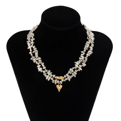 Euro-American Light Luxury Irregular CCB Beaded Clavicle Chain Geometric Bent Tube Necklace For Women