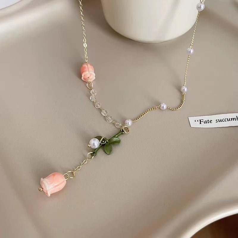 Pearl Linglan Flower Necklace Niche Light