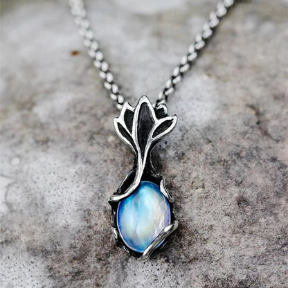 Simian Moonstone Necklace Wire Cutout Moon Pendant