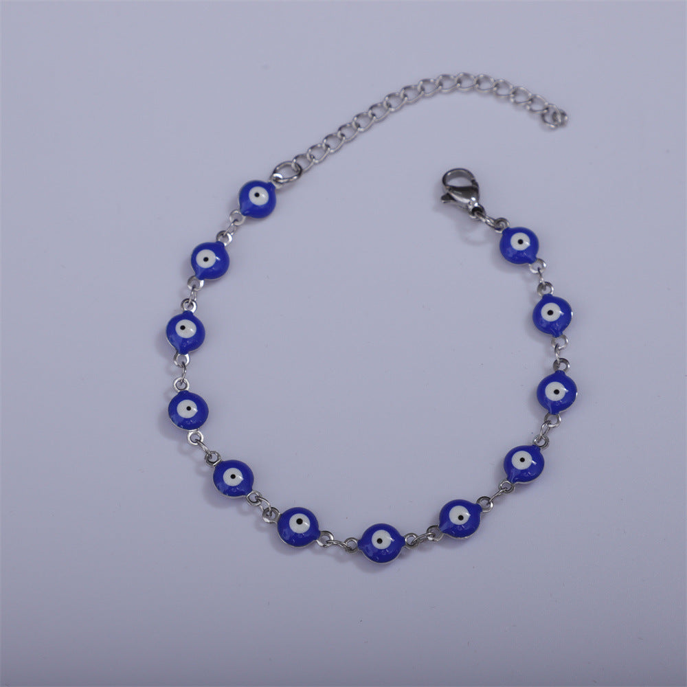 Titanium Steel Round Eye Lucky Amulet Bracelet