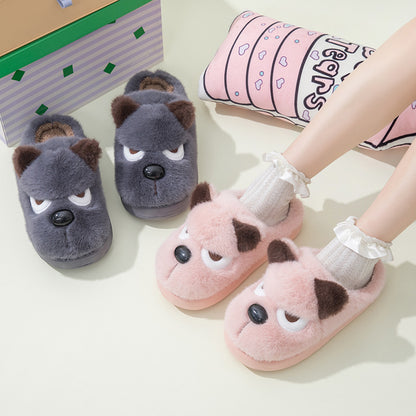 Warm And Cute Puppy Platform Non Slip Cotton Slippers