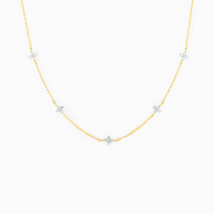 Blue Flower Necklace Copper Plated Real Gold Jewelry Niche Temperament