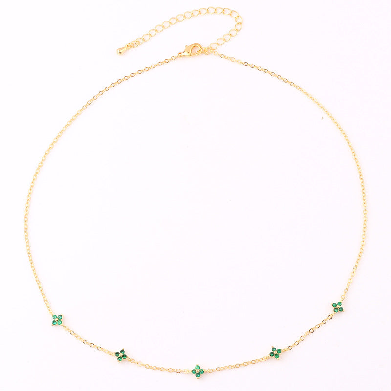 Blue Flower Necklace Copper Plated Real Gold Jewelry Niche Temperament