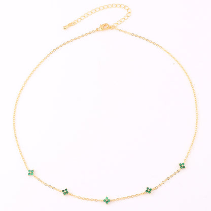 Blue Flower Necklace Copper Plated Real Gold Jewelry Niche Temperament