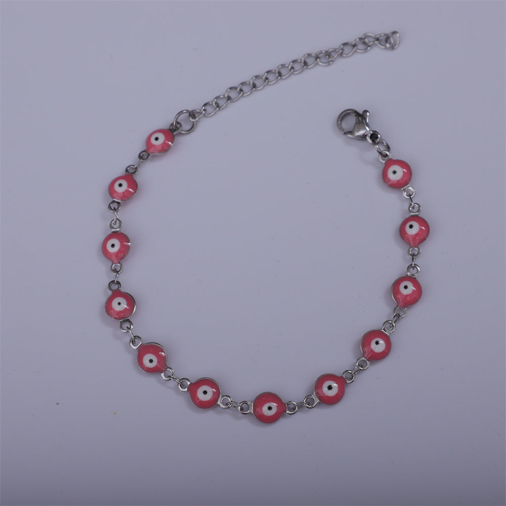 Titanium Steel Round Eye Lucky Amulet Bracelet